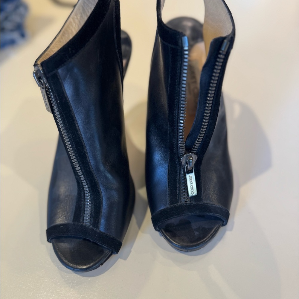 PRADA Women's Black Peep-Toe Ankle Boots